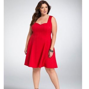 Torrid TEXTURED KNIT FLUTED DRESS